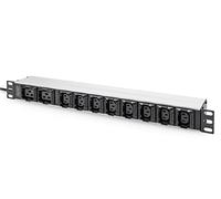 DIGITUS Multiprise 19" - 10 Prises - 8X C13 & 2X C19 - C20 mâle -1U - 250VAC - 50/60Hz - 10A - pour armoires réseau et Serveur 19 Pouces