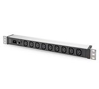 DIGITUS DN-95429 - Prises Multiples 19" - 9 Prises C13 - entrée C14-1U - 230VAC - 50/60Hz - fusible d'entrée 10A - pour armoires réseau et Serveur 19 Pouces