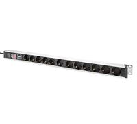 Digitus PDU 1U aluminium montable en rack 12x 16A 230 V 50/60 Hz surtension interrupteur