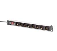 DIGITUS DN-95436 - Multiprise 19 Pouces - 8 Prises - 1U - avec Interrupteur, Protection Contre Les surcharges - 250 VCA 50/60 Hz 16 A 4000 W - pour armoires réseau et serveurs 19 Pouces
