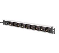DIGITUS DN-95437 - Multiprise 19 Pouces - 9 Prises de Type F - Fiche C14 - 1U - avec fusible - 250 VCA 50/60 Hz 16 A 4000 W - pour armoires réseau et serveurs 19 Pouces