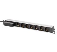 DIGITUS DN-95439 - Multiprise 19 Pouces - 7 Prises - 1U - avec disjoncteur - 250 VCA 50/60 Hz 16 A 4000 W - pour armoires réseau et serveurs 19 Pouces