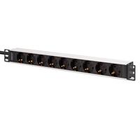 DIGITUS DN-95440 - Multiprise 19 Pouces - 9 Prises CEE 7/3 Type F - fiche C20 - 1U - 250 VCA 50/60 Hz 16 A 3600 W - pour armoires réseau et serveurs 19 Pouces