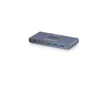 DIGITUS DS-12855 - Commutateur KVM USB-C - 2 PC 1 Moniteur - 3X USB-A, 1x Type-C 5 Gbit/s - HDMI 2.0 UltraHD 4K 60 Hz - Prise Jack 3,5 mm - Télécommande Filaire - Gris