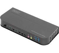 DIGITUS Commutateur KVM HDMI - 2 ports, affichage unique - 2 PC, 1 moniteur - 1 souris, clavier et audio pour 2 ordinateurs - UHD 4K 60Hz (4096 x 2160p) - 2 hubs USB 3.0 - Noir