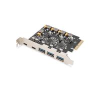 Digitus DS-30222 Carte PCIe USB 3.2 Gen 2 - 2x USB-C + 3x USB A, 10 Gbit/s, compatible Windows, Linux - PCIe 2.0 - Alimentation 5V/3A (USB-C) / 5V/1A (USB-A)