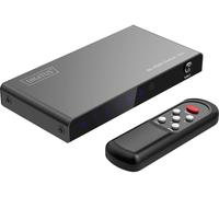 Digitus DS-55333 3+1 ports Switch HDMI affichage LED, avec télécommande, compatible avec lultra HD, boîtier métallique, commutable individuellement, avec LEDs