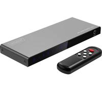 Digitus DS-55334 1+5 ports Switch HDMI affichage LED, avec télécommande, compatible avec lultra HD, boîtier métallique, commutable individuellement, avec LEDs