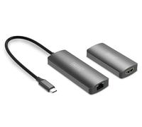 DIGITUS DS-55343 Extendeur USB-C vers HDMI - UHD 4K 120 Hz - 30 m via câble LAN - Kit : émetteur et récepteur - HDMI 2.1, HDCP 2.3, USB 3.1 - HDR, Deep Color