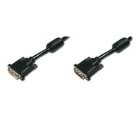DIGITUS DVI extension cable, DVI(24+1), 2x ferrit M/F, 5.0m, DVI-D Dual Link, noir
