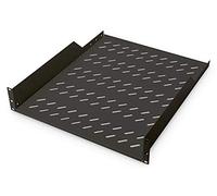 DIGITUS Étagère à montage fixe - 19 pouces, 2U - profondeur 550 mm - noir | Fixation à l'avant - Pour armoires réseau et serveurs d'une profondeur minimale de 800 mm - Capacité de charge : 25 kg