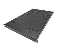 DIGITUS Étagère à Montage Fixe - Profondeur Variable - 19 Pouces, 1U - Noir | À partir d'une profondeur d'armoire de 1 000 mm - Capacité de charge de 50 kg - Pour armoires réseau et serveurs