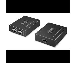Digitus Extender USB 2.0 sur CAT6 150m, 4 Ports USB-A, Gigabit Ethernet, Boîtier Métal, Alimentation 5V/1A, Protection ESD 8kV, DA-73120