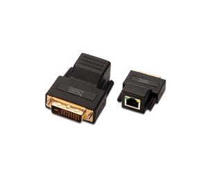 Digitus Extenseur DVI sur Cat.5/6 DS-54101 : Extension 70m, Résolution Max 1920x1200, Connecteurs RJ45 F/DVI-D M, Noir.