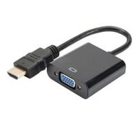 Digitus Adaptateur HDMI vers VGA DA-70461 – 1x HDMI mâle, 1x VGA femelle, Jack 3,5 mm, noir 10 cm