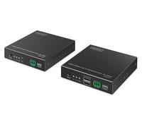 DIGITUS HDMI Fiber KVM IP Extender Set - UHD 4k 60Hz - HDMI 2.0 - Portée MM 300 m et SM 40 km - Émetteur et récepteur - Jusqu’à 253 récepteurs - 2x USB pour souris, clavier - Point à point - Noir