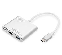 DIGITUS Hub USB Adaptador multipuerto HDMI 4K USB Type-C™, 3 puertos Gris 4K Ultra HD Blanc Blanc/Gris