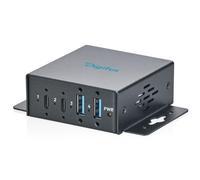 DIGITUS Hub USB-C Industriel - 4 Ports - USB 3.2 Gen1 - 5 Gbit/s | 2 ports USB-C, 2 ports USB-A - IP30 - Entrée d'alimentation CC ou bornier - Protection contre ESD - Kit de montage mural
