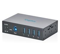 DIGITUS Hub USB Industriel - 4 Ports - USB 3.2 Gen1 - 5 Gbit/s | 4 ports USB-A - IP30 - Entrée d'alimentation CC ou bornier - Protection ESD et contre les surtensions - Montage sur rail DIN