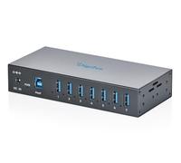 DIGITUS Hub USB Industriel - 7 Ports - USB 3.2 Gen1 - 5 Gbit/s | 7 ports USB-A - IP30 - Entrée d'alimentation CC ou bornier - Protection ESD et contre les surtensions - Montage sur rail DIN