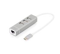 Digitus Concentrateur USB 2.0 3 ports et adaptateur LAN Fast Ethernet avec connecteur de Type-C™