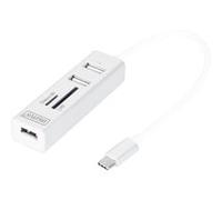 Digitus Hub USB DA-70243 – 3x USB-A, SD/microSD, USB-C mâle, 480 MBit/s, boîtier aluminium