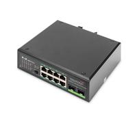 DIGITUS Industrial 8-Port Gigabit PoE Switch, Unmanaged, 2 Uplinks