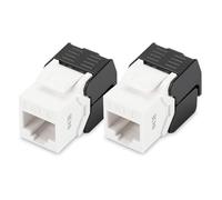 DIGITUS Keystone Module Cat 6-2 pièces - RJ45 Prise réseau Cat6 Non blindée - 250 MHz - 1GBase-T - 1 Gbit/s - AWG 26 à AWG 22 - Montage sans Outillage