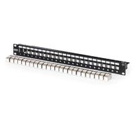 DIGITUS Kit de Panneau de Brassage - 24 modules Keystone Cat 6A | 19 pouces, 1U - 24x RJ45 - Patch Panel modulaire - 10 Gbit/s - Montage en rack dans une armoire réseau 19 pouces - Noir