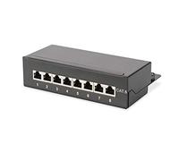 DIGITUS Desktop Panneau de Brassage (Patch Panel) - Cat-6-8 Ports RJ45 - Blindé - Panneau de Brassage LSA - Montage en Surface - Noir