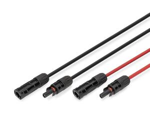 DIGITUS Kit de rallonge de câble Solaire - 2 câbles - 5 m - Section de conducteur 4 mm² - connecteurs MC4 - IP65/68 - résistant aux UV et aux intempéries - Gaine XLPO - 1x Rouge, 1x Noir