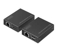 DIGITUS Kit d'extension KVM - UHD 4k 30 Hz - Portée 40 m - HDMI 1.4 - Latence ultra faible - Émetteur et récepteur - 2 ports USB pour souris et clavier - PoC - Point à point - CAT 6 - Noir