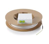 DIGITUS Kit d'installation FTTx - 50 m - 2x LC-APC duplex - Blanc | 4 fibres - LSZH, CPR B2ca - Prise FTTH pré-assemblée - Extrémité du câble libre - Prise de raccordement FTTH