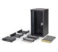 DIGITUS Kit réseau 10 Pouces - 12U - Non monté - Soho Pro - Noir | Armoire réseau - Étagère - Multiprise - Commutateur 16 ports - Panneau brassage 12 ports - 12 modules Keystone - Câbles LAN