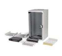 DIGITUS Kit réseau 10 Pouces - Baie réseau 12U - 2 étagères - Bloc multiprise - Switch 16 Ports - Panneau Brassage 12 Ports - 12 modules Keystone - 20 câbles de Brassage - Non monté - Soho Pro - Gris