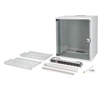 DIGITUS Kit réseau 19 Pouces - Armoire réseau 12U - 2 étagères 1U - Panneau de Brassage 24 Ports - 24 modules Keystone - 30 câbles Patch Cat 6A - Multiprises - Non monté - Soho Pro - Gris