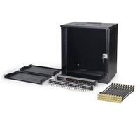 DIGITUS Kit réseau 19 Pouces - Armoire réseau 12U Soho Pro - 2 étagères 1U - Panneau de Brassage 24 Ports - 24 modules Keystone - 30 Cordons de Brassage - multiprise - Non monté - Noir