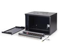 DIGITUS Kit réseau 19 Pouces - Armoire réseau 7U - Étagère 1U - Panneau de Brassage 24 Ports - 24 modules Keystone - 30 câbles Patch Cat 6A - Multiprises - Non monté - Soho Pro - Noir