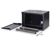 DIGITUS Kit réseau 19 Pouces - Armoire réseau 7U - Étagère 1U - Panneau de Brassage 24 Ports - 24 modules Keystone - 30 câbles Patch Cat 6A - Multiprises - Non monté - Soho Pro - Noir