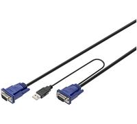Digitus KVM Câble adaptateur [1x USB-A, VGA - 1x VGA] 1.80 m noir