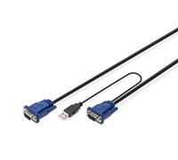 Digitus câble KVM 2×VGA 1×USB 2.0 3 m – Pour DS-720xx/DS-23100-1/DS-23200-1/DS-23300-1 – Noir
