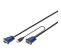 DIGITUS câble KVM - 2x port VGA, 1x port USB 2.0-3 m - Convient pour : DS-720xx et DS-23100-1, DS-23200-1, DS-23300-1 - Noir