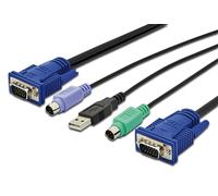 DIGITUS KVM-Kabel D-Sub15 -> 2xPS/2+USB+D-Sub15 St/St 5.00m