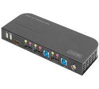 Digitus Commutateur KVM, 2 ports, 4K 60 Hz, 2 x entrées DP, 1 x sortie DP/HDMI