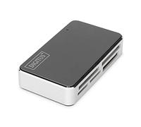 DIGITUS Lecteur de Cartes USB 2.0 Tout-en-Un pour Cartes mémoire - Supporte Entre Autres Les Cartes CF, MMC, SD, SDHC, SDXC et Micro-SD - 480 Mbit/s - Plug & Play - Noir/argenté