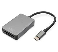 DIGITUS Lecteur de Cartes USB-C - 2 Ports - UHS-II SD4/TF4.0-300 Mbps - Plug & Play - SDXC, SDHC, SD, Micro SDXC, Micro SD, Micro SDHC - Space Grey