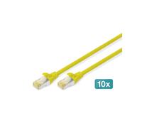 Digitus - Lot de 10 câbles de brassage CAT 6A S/FTP 1m, Jaune, Cuivre, LSZH, 500MHz, AWG26/7, RJ45 mâle-mâle, Classe Ea, 10/100/1000Base-T(X)