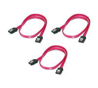 Digitus Lot de 3 Câbles de connexion SATA II/III type L Avec Clip métal F/F, 0,5m droit, rouge