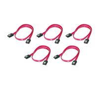 Digitus Lot de 5 Câbles de connexion SATA II/III type L Avec Clip métal F/F, 0,5m droit, rouge