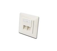 DIGITUS Prise de raccordement Cat-5e - 2 Ports RJ45 - Prise réseau encastrée - Alimentation Horizontale - Design - Blanc Pur - LSA - Cat 5e